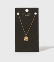 New Look Real Gold Plated Beaten Disc Pendant Necklace